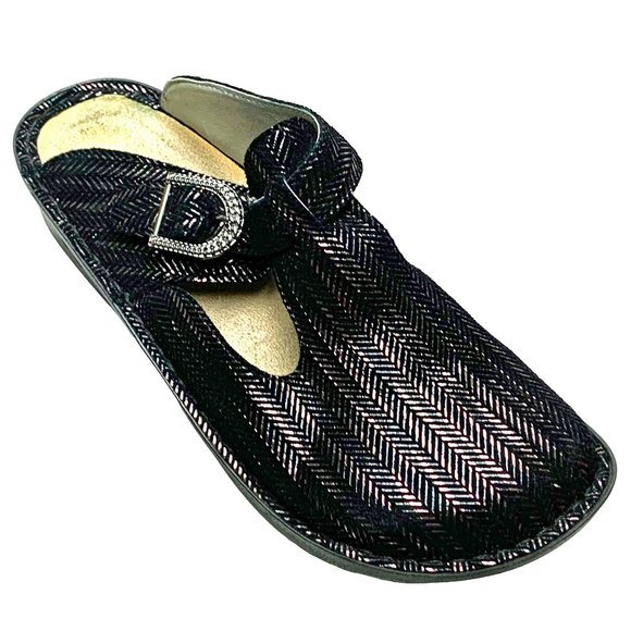 ALEGRIA  ALG-255Classic Blake Metallic Herringbone Clog Mules - Picture 2 of 12